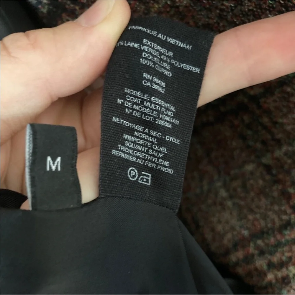 Theory Wool Plaid Essential Coat Size M - Picture 9 of 9